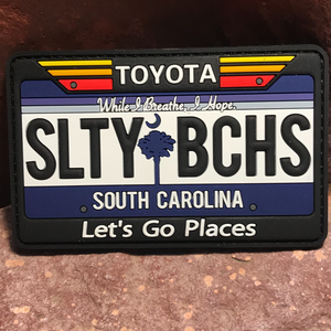 South Carolina Toyota Morale Patch ~ Collectible 3D PVC State License Plate ~ Funny Headliner Accessory Travel Souvenir Salty Beaches Parody