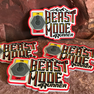 Beast Mode On Toyota 4Runner Patch ~ Funny 3D PVC Morale Headliner Accessory ~ Retro Ivan Colors Mountains 4x4 Off Roading Overlanding