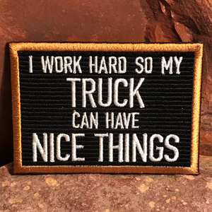 I Work Hard - Embroidered Letterboard Patch