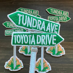 Toyota Tundra Embroidered Morale Patch for Trucks Headliner Accessory ~ Street Sign ~ Tundra Ave & Toyota Drive