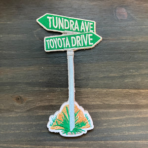 Toyota Tundra Embroidered Morale Patch for Trucks Headliner Accessory ~ Street Sign ~ Tundra Ave & Toyota Drive