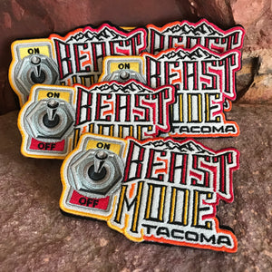 Brightly colored Beast Mode Tacoma On/Off Switch Patch