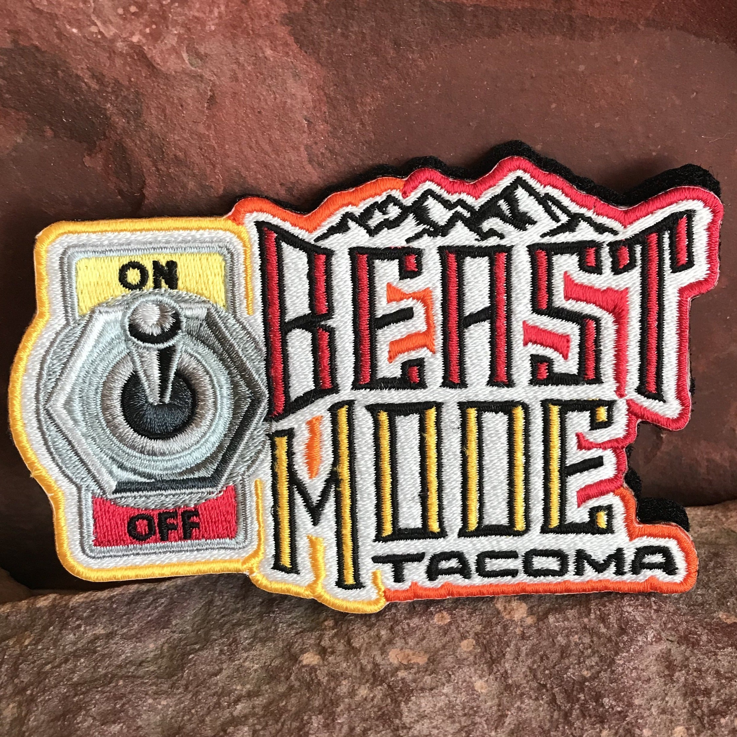 Beast Mode On Toyota Tacoma Patch ~ Funny Embroidered Morale Headliner Accessory ~ Retro Ivan Colors Mountains 4x4 Off Roading Overlanding