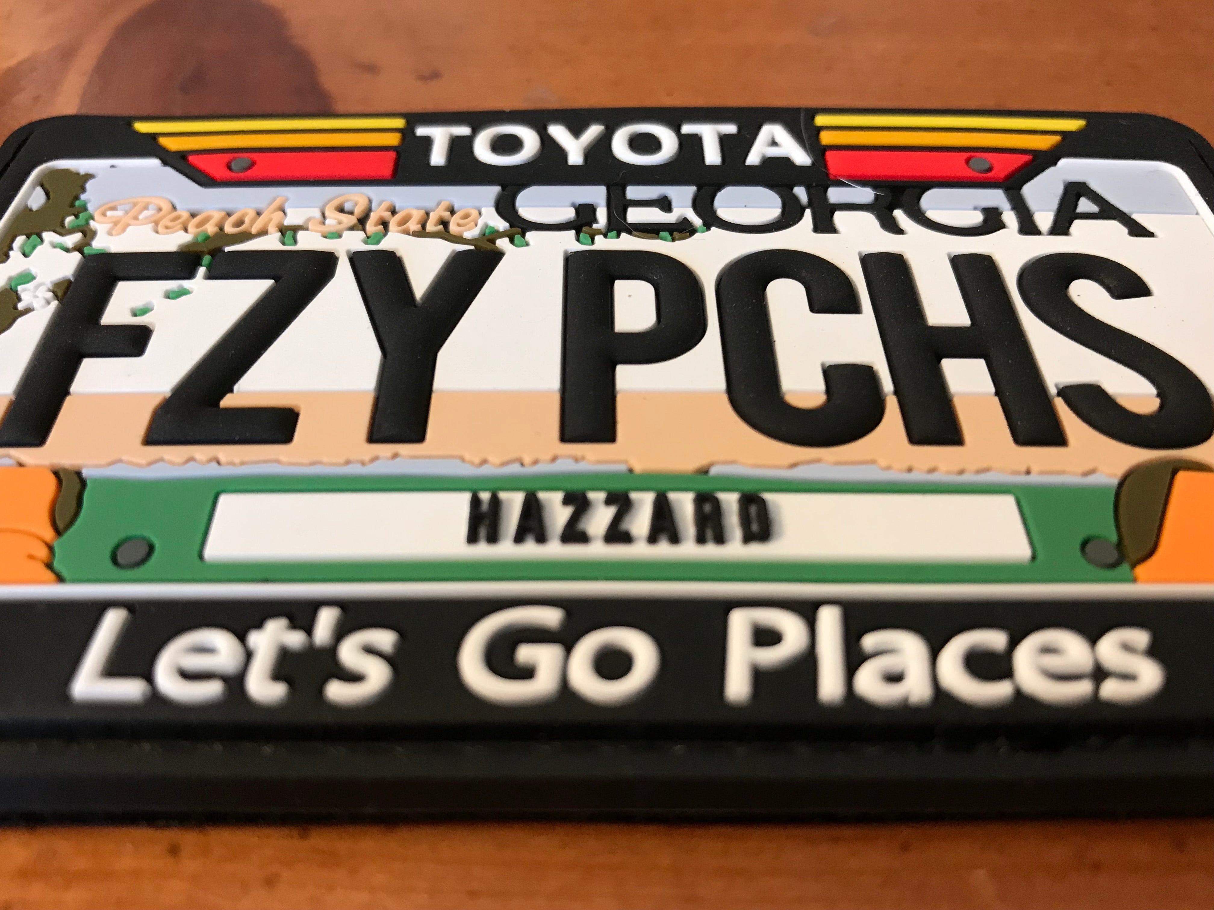 Georgia ~ Collectible Toyota State License Plate 3D PVC Morale Patch ~ Funny Headliner Accessory for 4Runner Tacoma Tundra FJ Cruiser Rav4