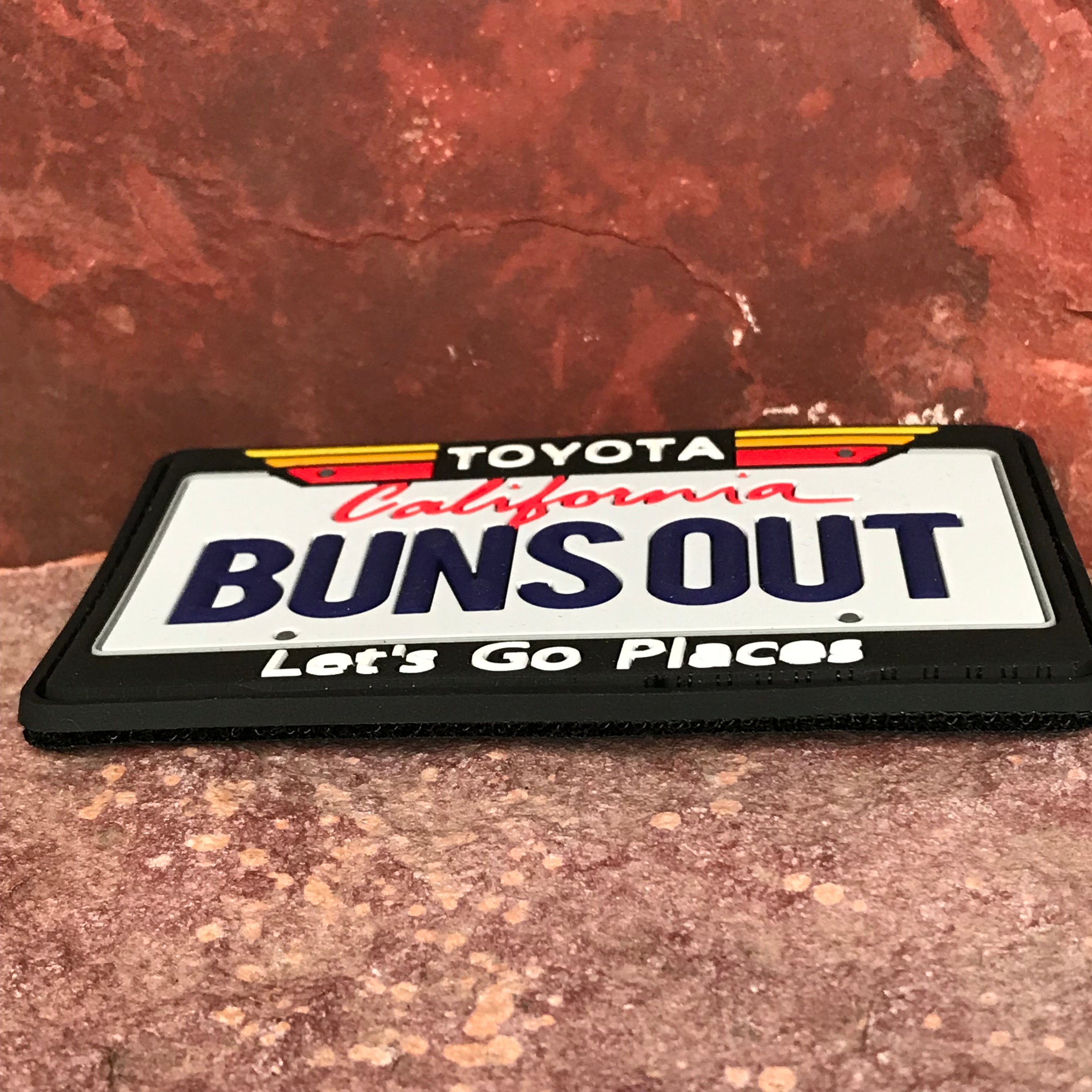 California Toyota Patch ~ Collectible 3D PVC State License Plate Morale Funny Headliner Accessory Sun's Out Buns Out ~ Travel Souvenir Gift