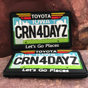 Iowa ~ Collectible Toyota State License Plate 3D PVC Morale Patch ~ Corn for Days Headliner Accessories for Tacoma 4Runner Rav4 FJ Cruiser