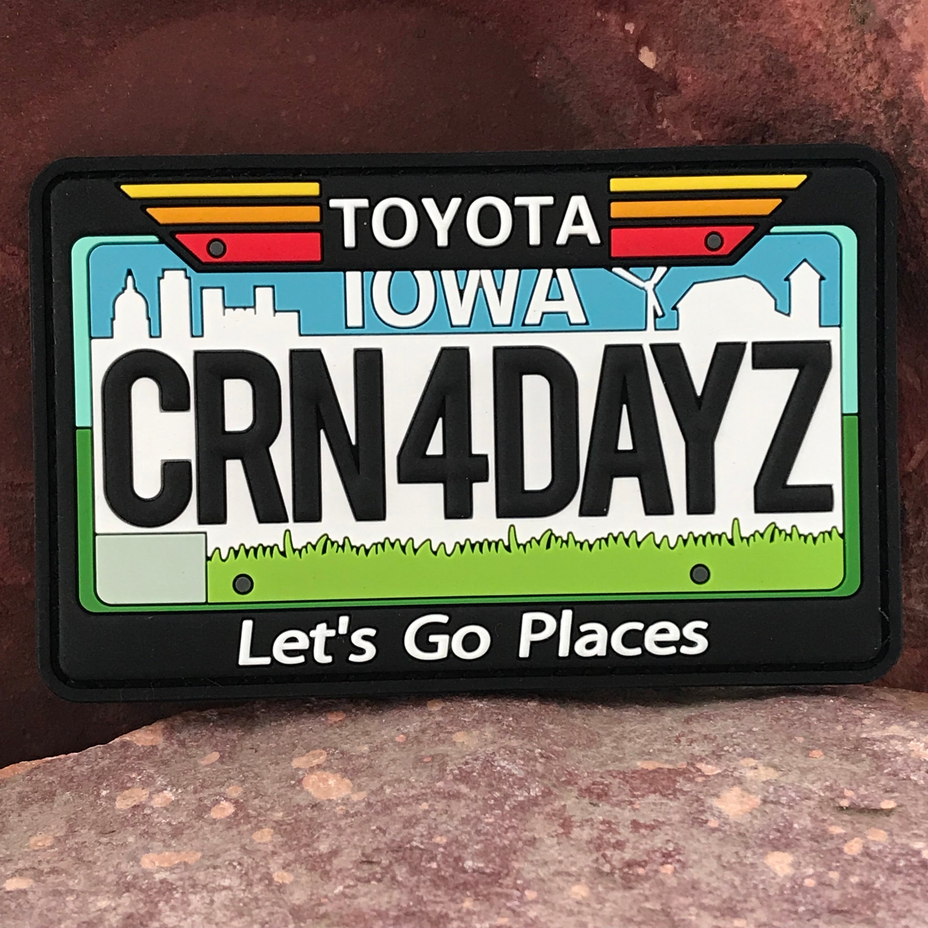 Iowa ~ Collectible Toyota State License Plate 3D PVC Morale Patch ~ Corn for Days Headliner Accessories for Tacoma 4Runner Rav4 FJ Cruiser