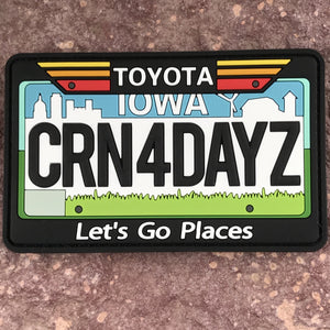 Iowa ~ Collectible Toyota State License Plate 3D PVC Morale Patch ~ Corn for Days Headliner Accessories for Tacoma 4Runner Rav4 FJ Cruiser