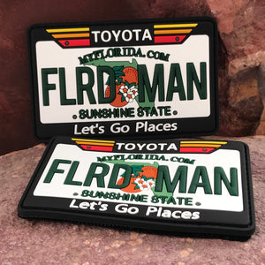 Florida Man Parody Toyota Patch ~ Collectible 3D PVC State License Plate Morale Headliner Accessory 4Runner Tacoma Tundra FJ Cruiser Rav4