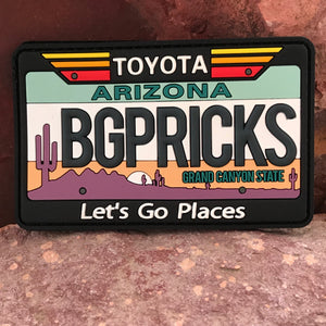 Arizona Toyota Morale Patch ~ Collectible 3D PVC State License Plate ~ Headliner Accessory ~ Funny Cactus Parody Big Pricks ~ 4Runner Tacoma