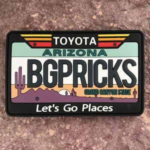 Arizona Toyota Morale Patch ~ Collectible 3D PVC State License Plate ~ Headliner Accessory ~ Funny Cactus Parody Big Pricks ~ 4Runner Tacoma