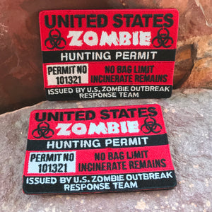 Zombie Hunting Permit License to Hunt - Funny Embroidered Morale Patch ~ The Walking Dead TWD Parody ~ Accessory for Jackets Bags Headliner