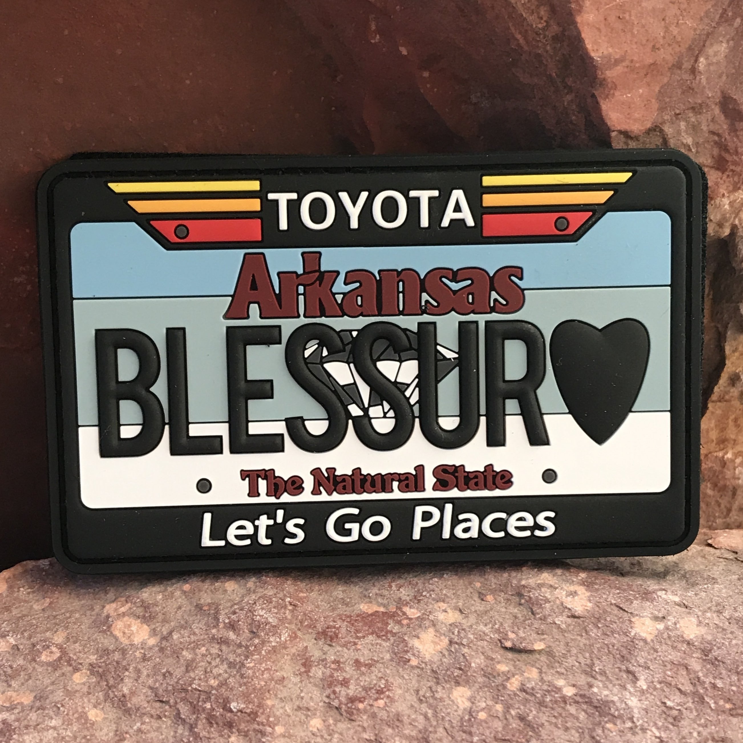 Arkansas Toyota Patch ~ Collectible 3D PVC State License Plate Morale ~ Well Bless Your Heart Funny Headliner Accessory 4Runner Tacoma Gift