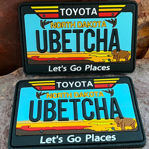 North Dakota Toyota Morale Patch Collectible 3D PVC State License Plate You Betcha Funny Northern Saying Headliner Accessory Travel Souvenir