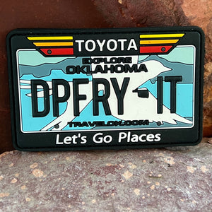 Oklahoma  Toyota Morale Patch ~ Collectible 3D PVC State License Plate ~ Headliner Accessory Travel Souvenir ~ Deep Fry It Parody Funny Gift