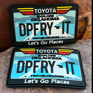 Oklahoma  Toyota Morale Patch ~ Collectible 3D PVC State License Plate ~ Headliner Accessory Travel Souvenir ~ Deep Fry It Parody Funny Gift