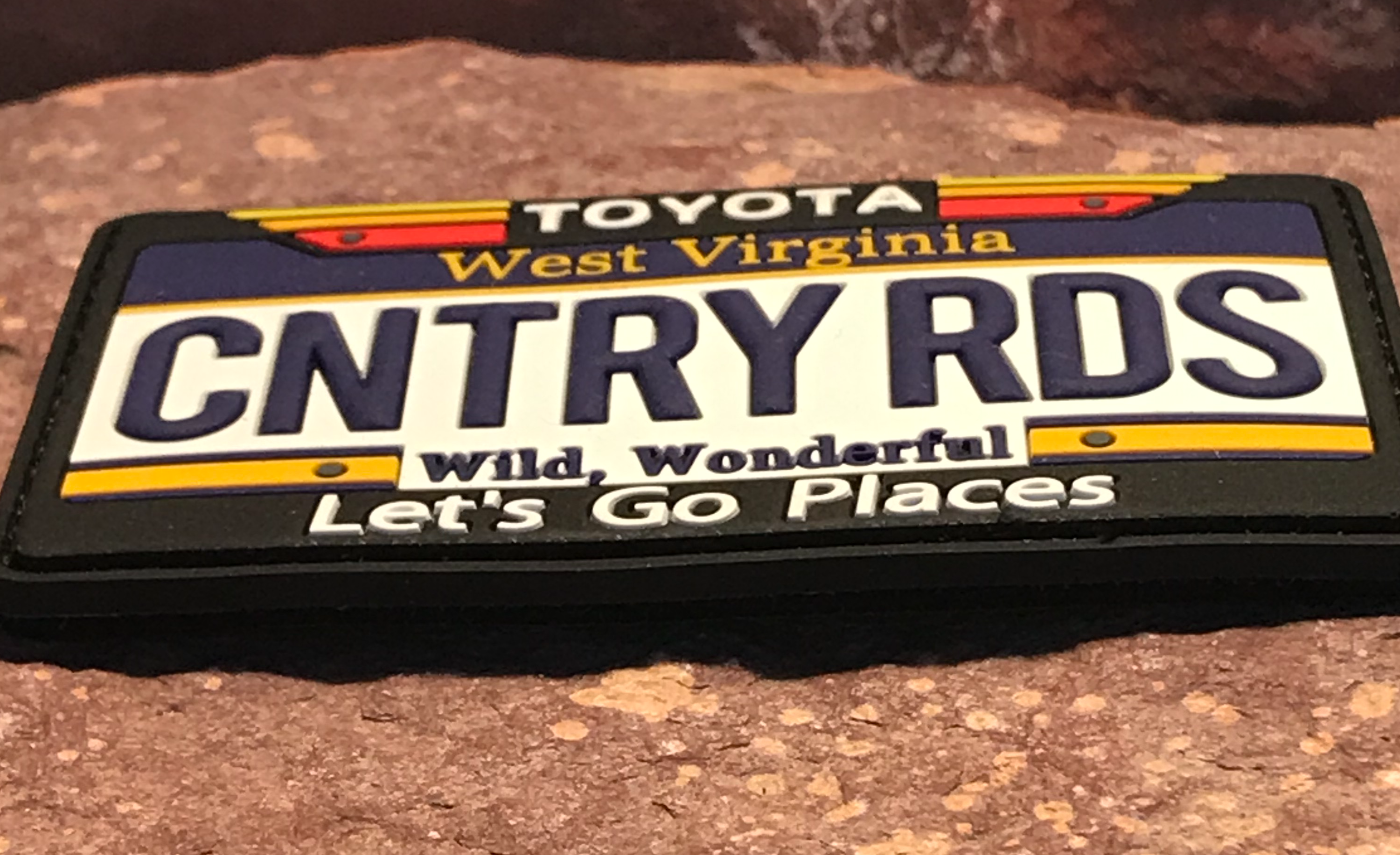 West Virginia Toyota Patch ~ Collectible 3D PVC State License Plate ~ Morale Headliner Accessory Country Roads John Denver Gift Idea Tacoma